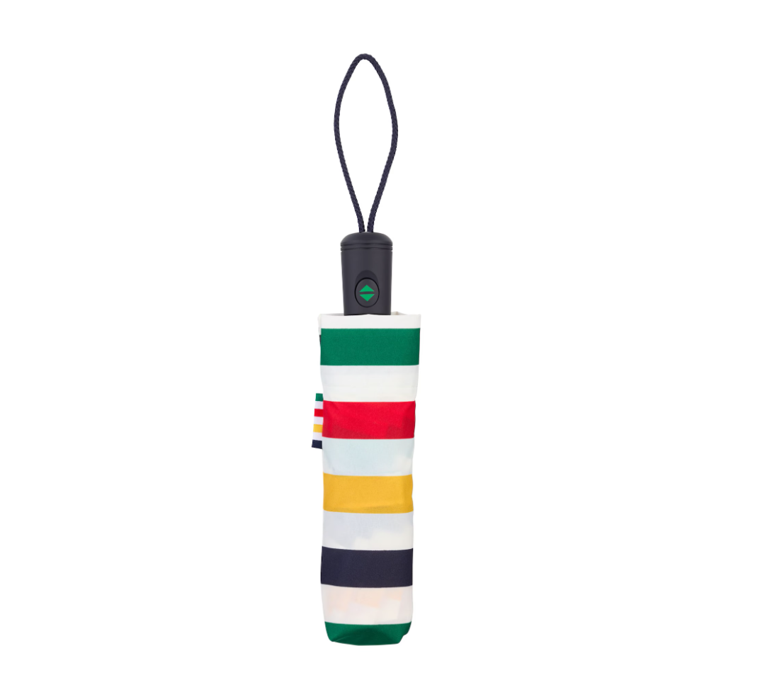 Genuine Hudson's Bay Stripes compact umbrella with 38 inch canopy