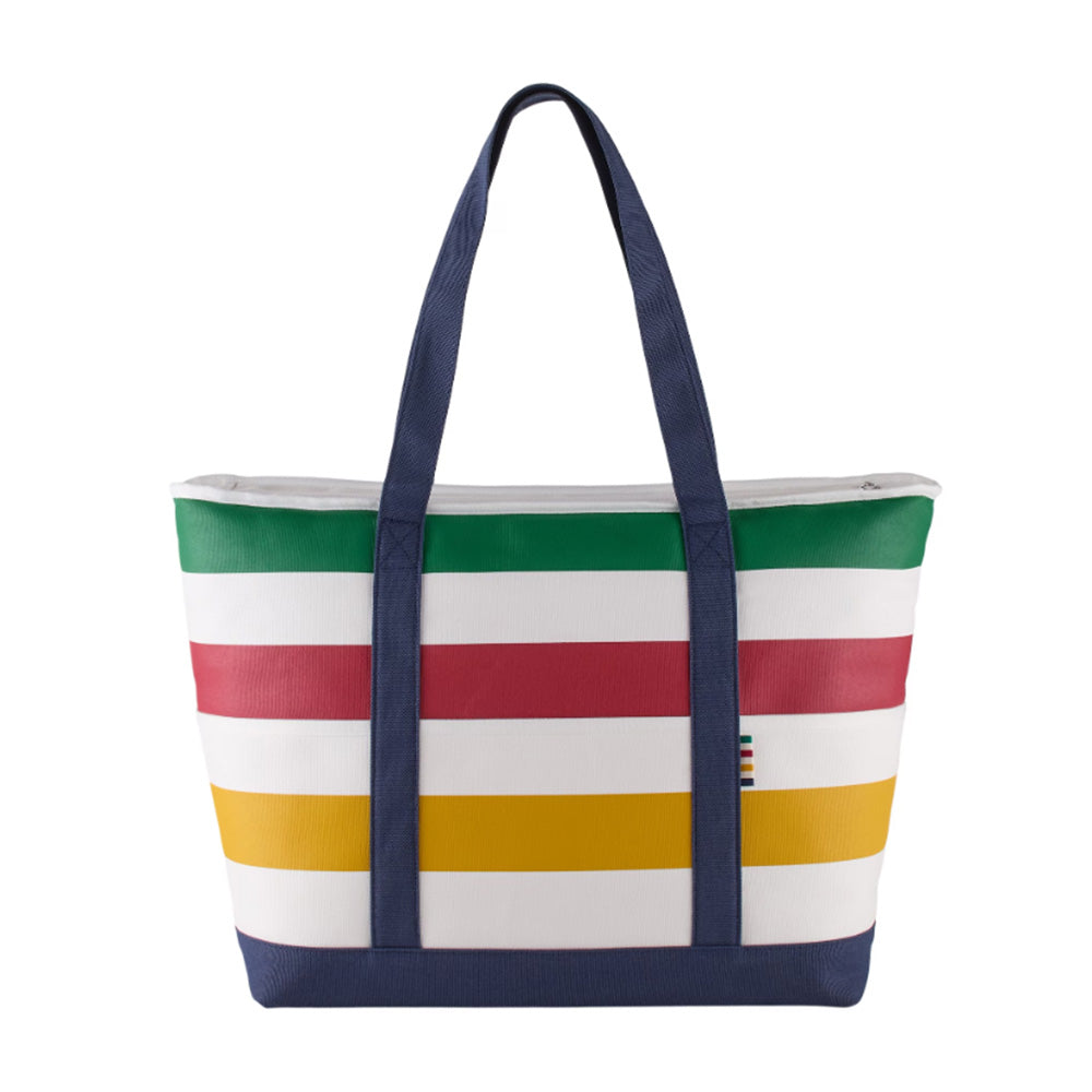 Genuine Hudson's Bay Stripes insulated canvas cooler bag with navy trim