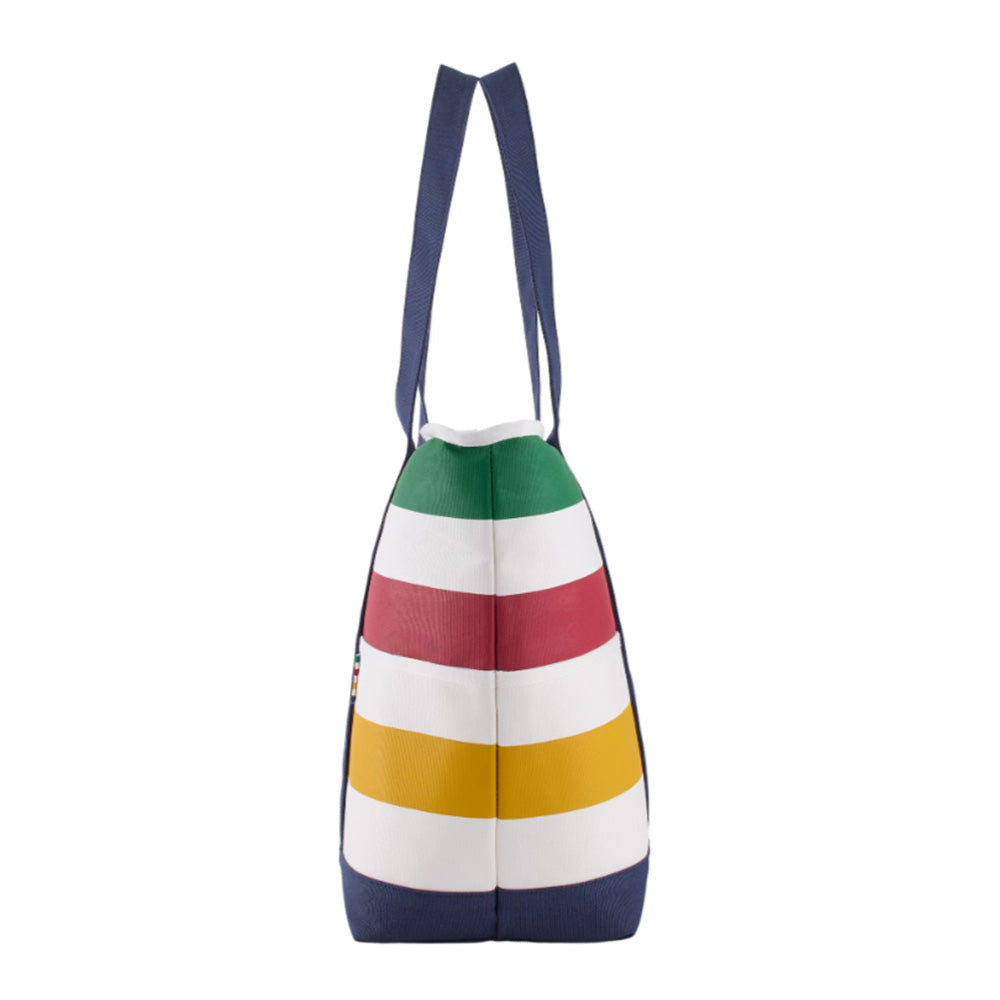 Genuine Hudson's Bay Stripes insulated canvas cooler bag with navy trim