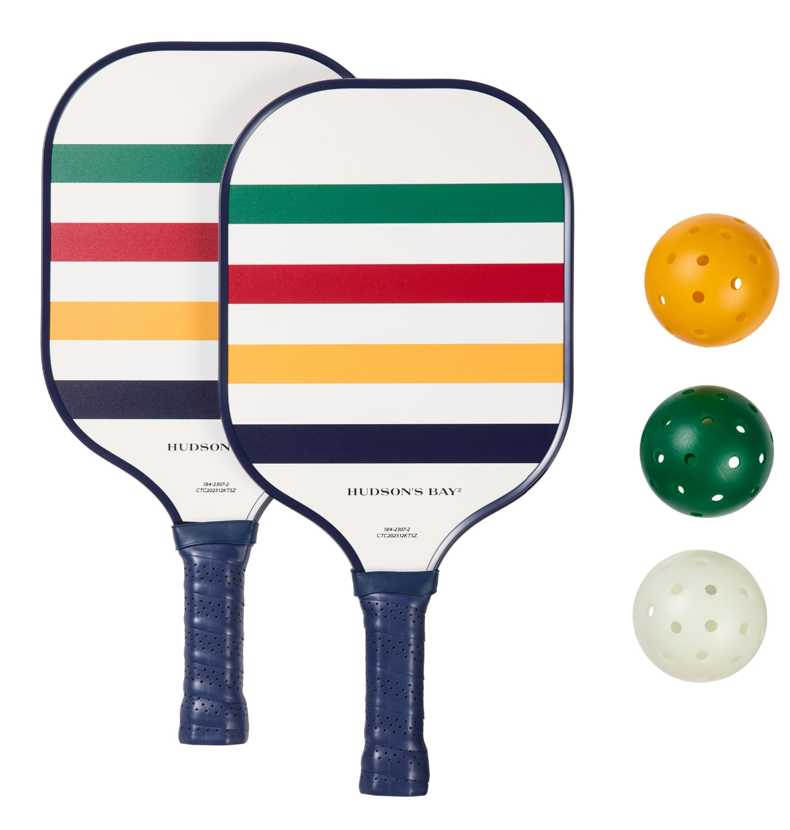 Genuine Hudson's Bay Stripes pickleball paddle set with balls